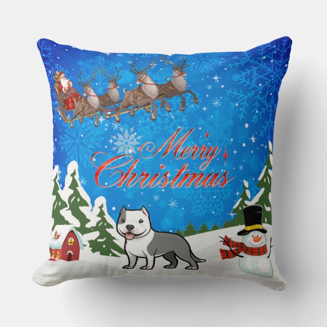 Frohe Weihnachten American Staffordshire Terrier Kissen (Vorderseite)