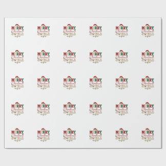 Frohe Weihnachten an alle Santa Hut Blitzsterne Geschenkpapier