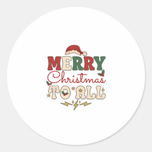 Frohe Weihnachten an alle Santa Hut Blitzsterne Runder Aufkleber