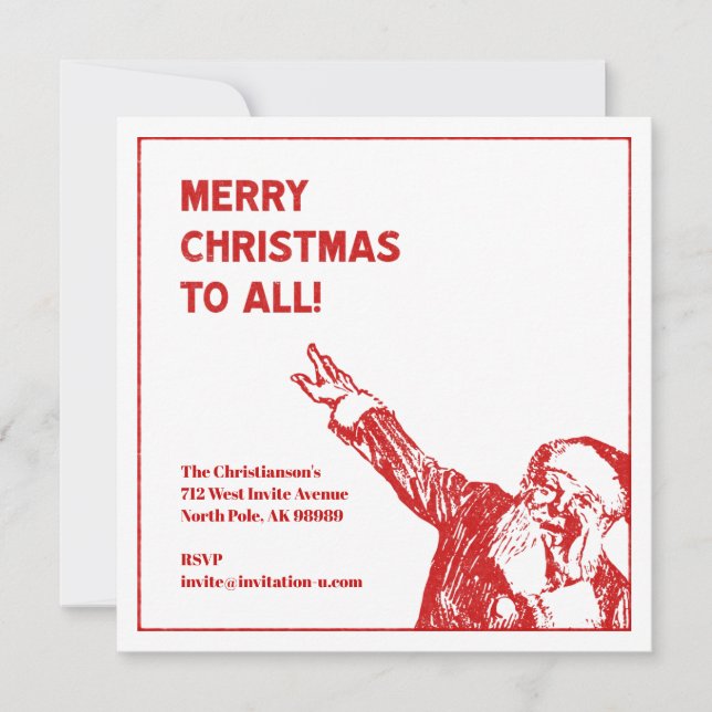 Frohe Weihnachten an alle Weihnachtsmann-Zeiger-Bo Einladung (Vorderseite)