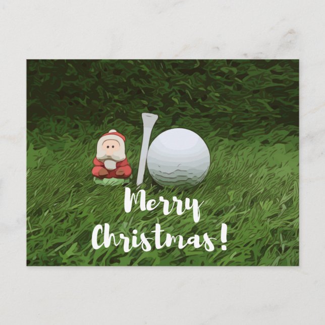 Frohe Weihnachten an Golfer mit Golf und Santa Postkarte (Vorderseite)