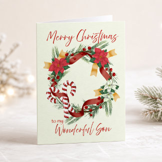 Frohe Weihnachten an meinen wundervollen Sohn Kran Karte