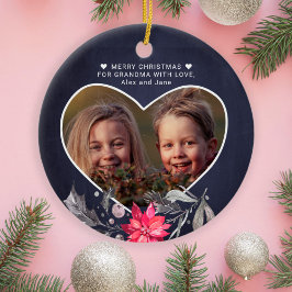 Frohe Weihnachten an Oma Herz Foto niedlich Keramik Ornament
