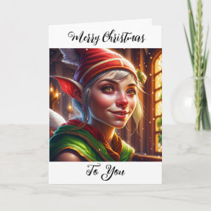 Frohe Weihnachten an Sie Süßer Elf Dankeskarte