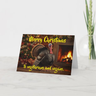 Frohe Weihnachten an Vegetarier und Veganer. Karte