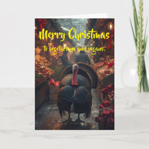 Frohe Weihnachten an Vegetarier und Veganer. Karte