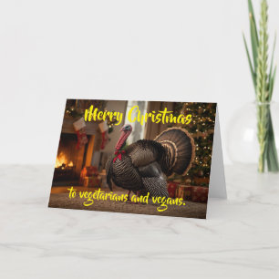 Frohe Weihnachten an Vegetarier und Veganer. Karte