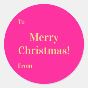 Frohe Weihnachten an von Hot Pink Gold Runder Aufkleber