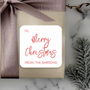 Frohe Weihnachten An Von Schrift Modern Minimalist Quadratischer Aufkleber