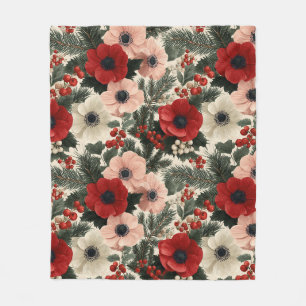 Frohe Weihnachten Anemone Floraler Hintergrund Fleecedecke
