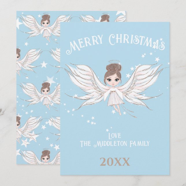 Frohe Weihnachten Angel Dark Hair Blue (Vorne/Hinten)