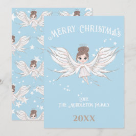 Frohe Weihnachten Angel Dark Hair Blue