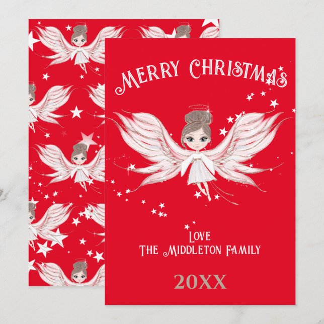 Frohe Weihnachten Angel Dark Hair Red (Vorne/Hinten)