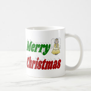 Frohe Weihnachten Angel rot grüne Halbtypografie Kaffeetasse