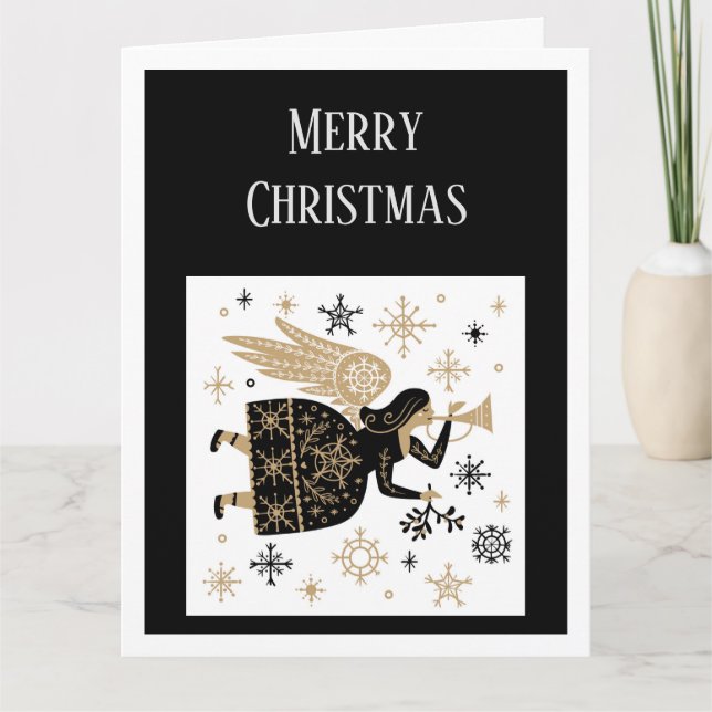 Frohe Weihnachten Angel Stars Art Karte (Vorderseite)