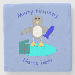 Frohe Weihnachten Angeln Pinguin Stone Untersetzer