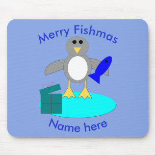 Frohe Weihnachten Angelpinguin Mousepad