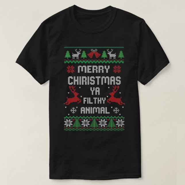 Frohe Weihnachten Animal Filthy Ya -gigapixel-stan T-Shirt (Design vorne)