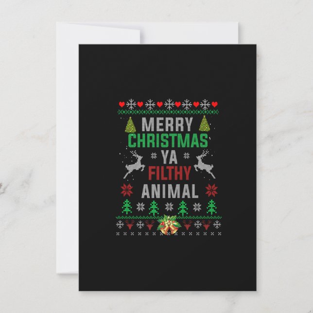 Frohe Weihnachten Animal Filthy Ya Shirt Funny Xma Einladung (Vorderseite)