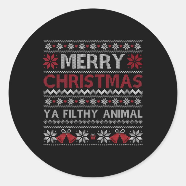 Frohe Weihnachten Animal Filthy Ya Ugly Style Xmas Runder Aufkleber (Vorderseite)