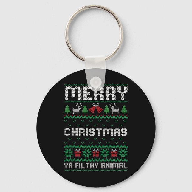Frohe Weihnachten Animal Filthy Ya Ugly Xmas Famil Schlüsselanhänger (Vorderseite)