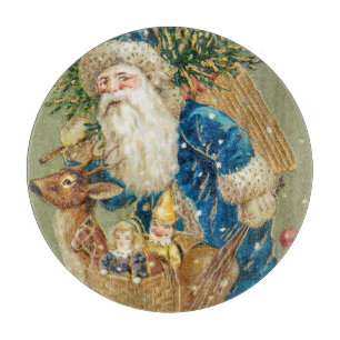 Frohe Weihnachten, Antike Karte, Santa und Rentier Schneidebrett