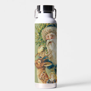 Frohe Weihnachten, Antike Karte, Weihnachtsmann un Trinkflasche