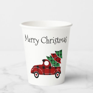 Frohe Weihnachten Antique Red Truck Weihnachtsbuch Pappbecher