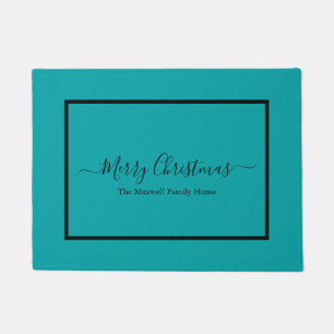 Frohe Weihnachten aquamariner Familienname Doormat Fußmatte