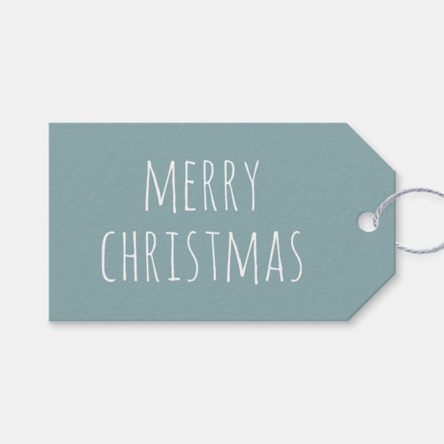 Frohe Weihnachten | Aquamariner Minimalistischer U Geschenkanhänger (Vorderseite (Horizontal))