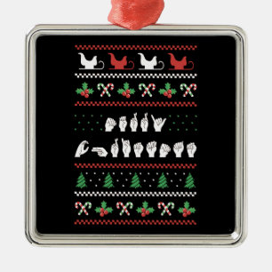 Frohe Weihnachten - ASL American Sign Language I Ornament Aus Metall