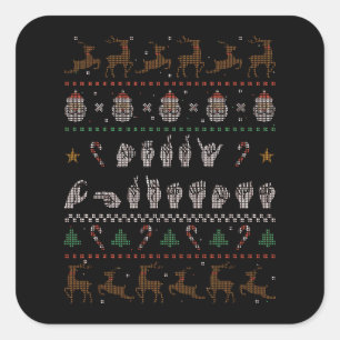 Frohe Weihnachten - ASL American Sign Language II Quadratischer Aufkleber