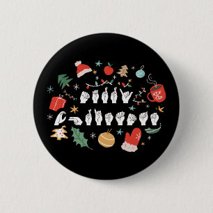 Frohe Weihnachten - ASL American Sign Language III Button