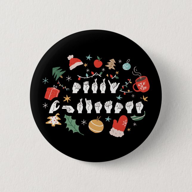 Frohe Weihnachten - ASL American Sign Language III Button (Vorderseite)