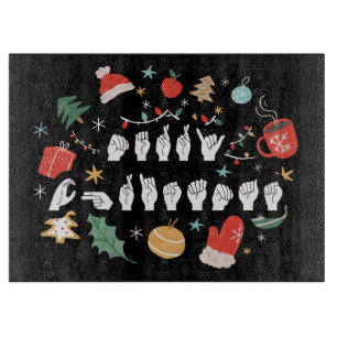 Frohe Weihnachten - ASL American Sign Language III Schneidebrett
