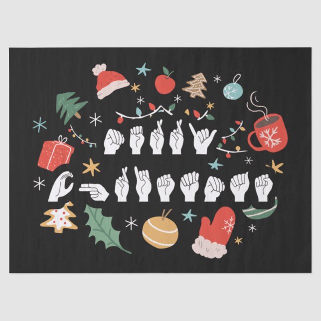 Frohe Weihnachten - ASL American Sign Language III Seidenpapier (Vorderseite)