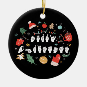 Frohe Weihnachten - ASL Amerikanische Gebärdenspra Keramik Ornament