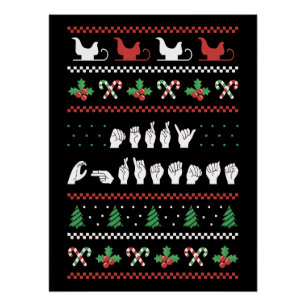 Frohe Weihnachten - ASL Amerikanische Gebärdenspra Poster