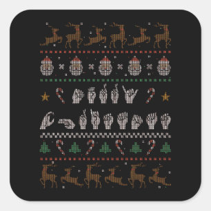 Frohe Weihnachten - ASL Amerikanische Gebärdenspra Quadratischer Aufkleber