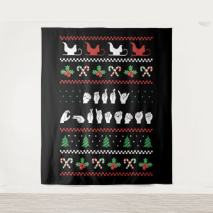 Frohe Weihnachten - ASL Amerikanische Gebärdenspra Wandteppich
