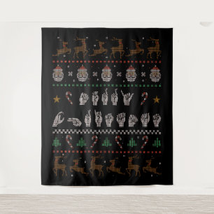 Frohe Weihnachten - ASL Amerikanische Gebärdenspra Wandteppich