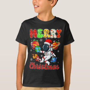 Frohe Weihnachten Astronaut Santa Hut Schneeflocke T-Shirt