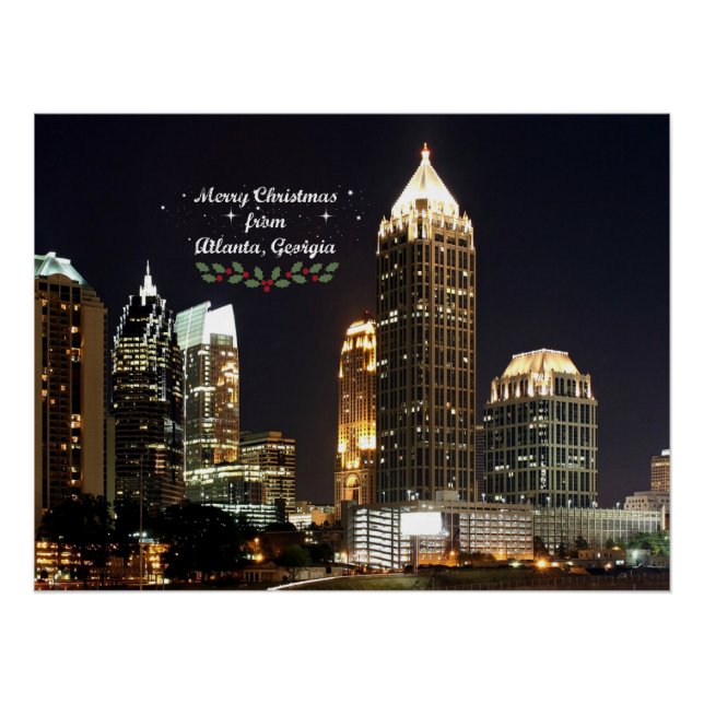 Frohe Weihnachten, Atlanta, Georgia Skyline Poster (Vorderseite)