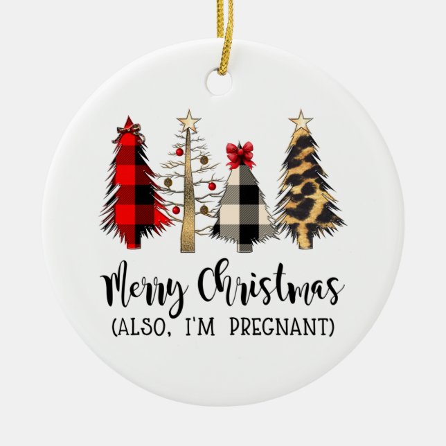 Frohe Weihnachten auch ich bin schwanger schwanger Keramik Ornament (Vorne)