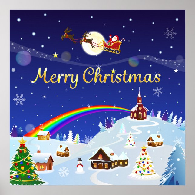 Frohe Weihnachten auf dem Vollmond Poster (Vorne)