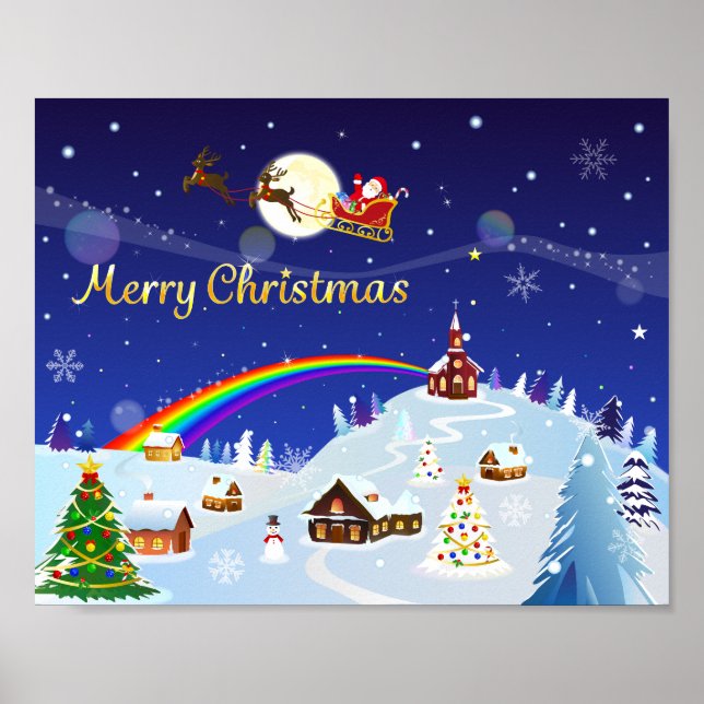 Frohe Weihnachten auf dem Vollmond Poster (Vorne)