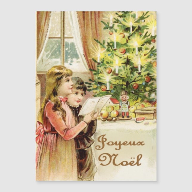 Frohe Weihnachten auf Französisch Magnetkarte (Vorderseite)