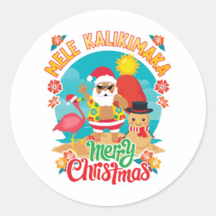 Frohe Weihnachten auf Hawaii mit Mele Kalikimaka Runder Aufkleber