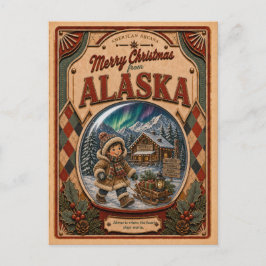 Frohe Weihnachten aus Alaska Vintage-Schneekugel