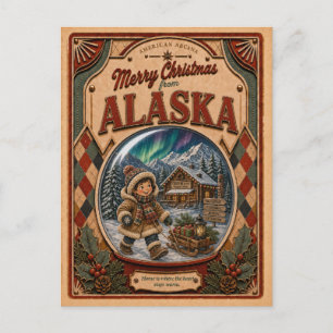 Frohe Weihnachten aus Alaska Vintage-Schneekugel
